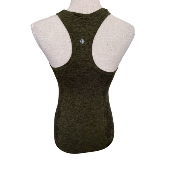 Lululemon Women’s Swiftly Tank, Heathered Green With Floral Pattern 4 - Picture 2 of 5
